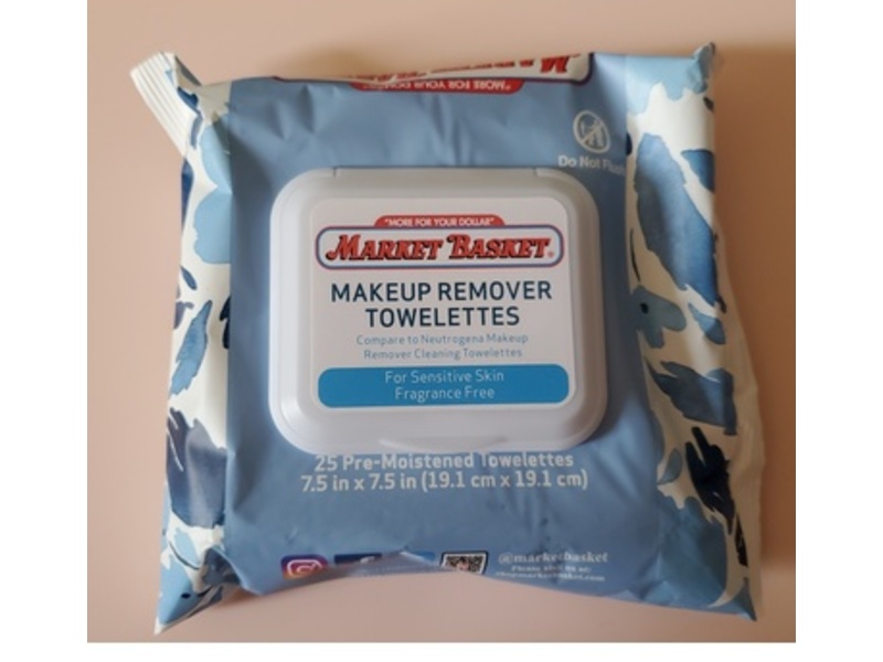 Market Basket Makeup Remover Towelettes, 25 Count