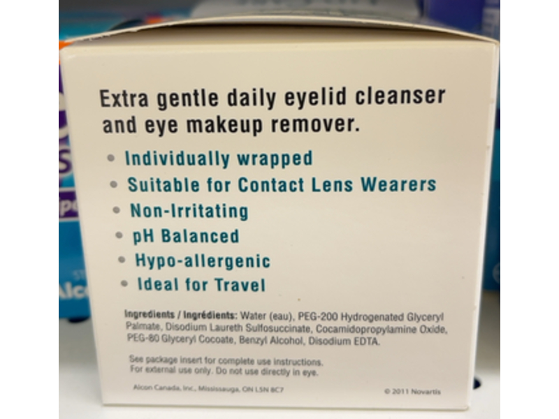 Alcon Lid - Care Eyelid Cleanser & Eye Makeup Remover Towelettes, 30 Count