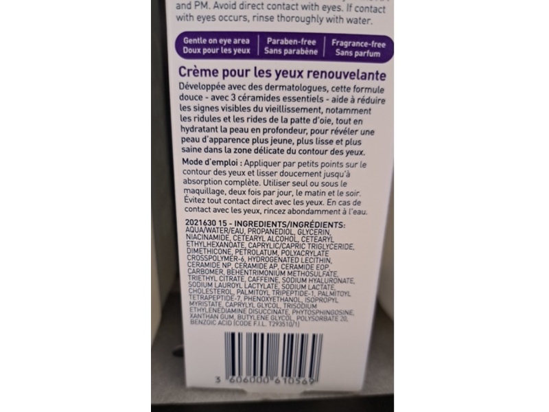 CeraVe Skin Renewing Eye Cream, Peptide Complex, 15 mL