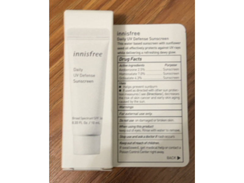 Innisfree Daily UV Defense Sunscreen, SPF 36, 0.33 fl oz/10 mL