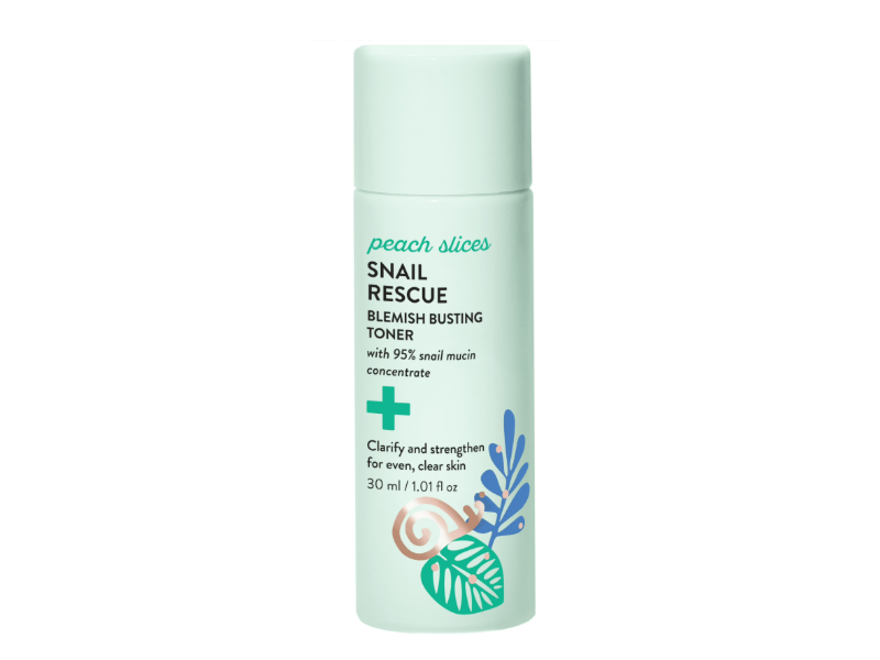 Peach Slices Snail Rescue Blemish Busting Toner, 95% Snail Mucin Concentrate, 1.01 fl oz/30 mL