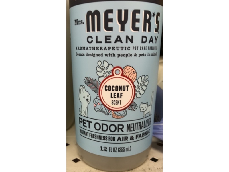Mrs. Meyer's Clean Day Pet Odor Neutralizer, Coconut Leaf Scent, 12 fl oz/355 mL