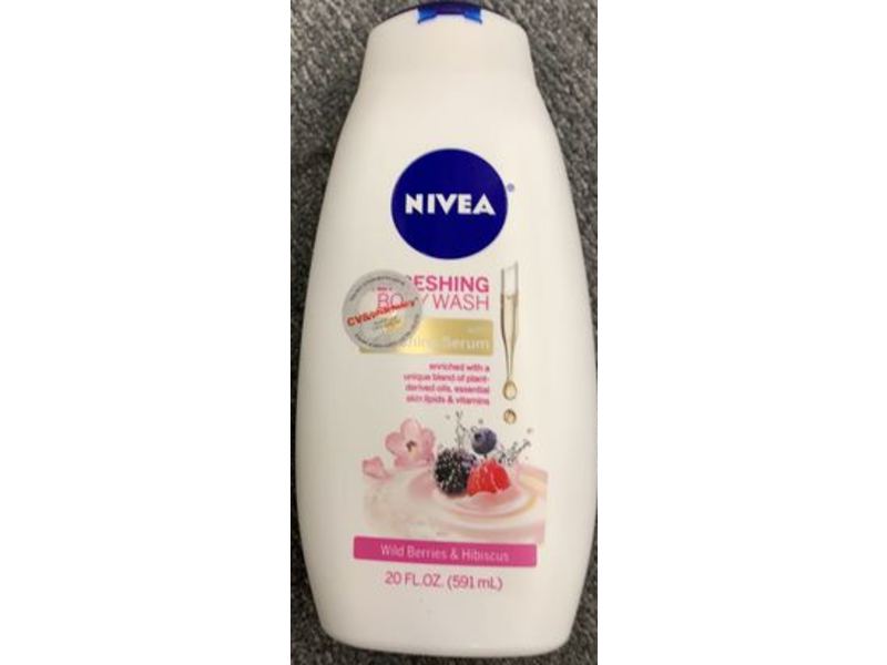 Nivea Refreshing Body Wash With Nourishing Serum, Wild Berries & Hibiscus, 20 fl oz/591 mL