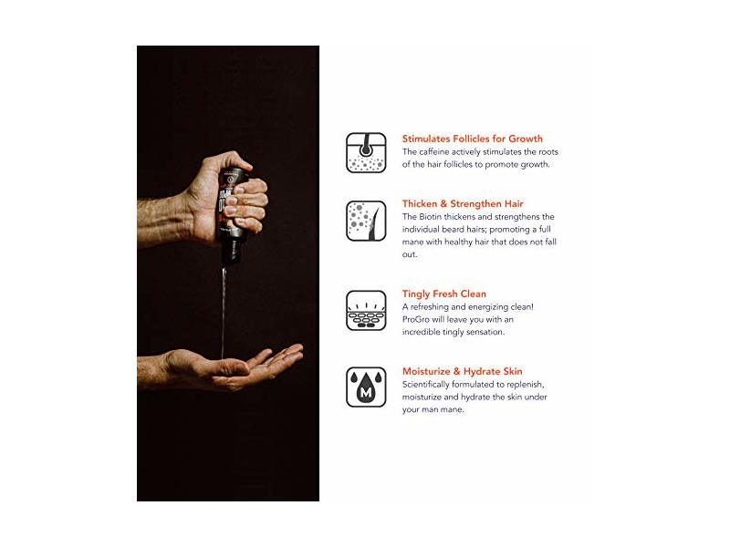 ProGro Beard Shampoo & Wash | Beard Growth & Thickening – Infused with Biotin & Caffeine 4 oz. Wild Willies