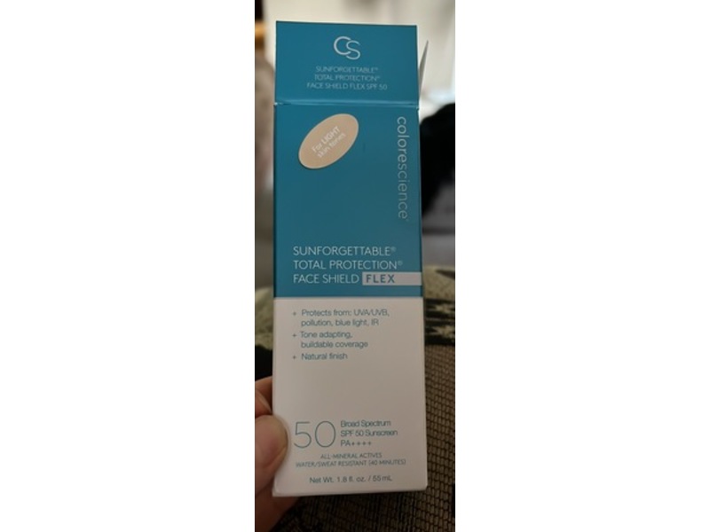 Colorescience Sunforgettable Protection Face Shield Sunscreen, Light, SPF 50 PA++++, 1.8 fl oz/55 mL