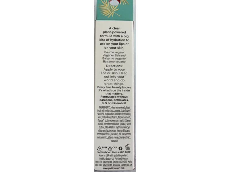 Pacifica Vegan Care Balm, Coconut Sheer + Probiotics, Lips + Skin, 0.43 fl oz/13 mL