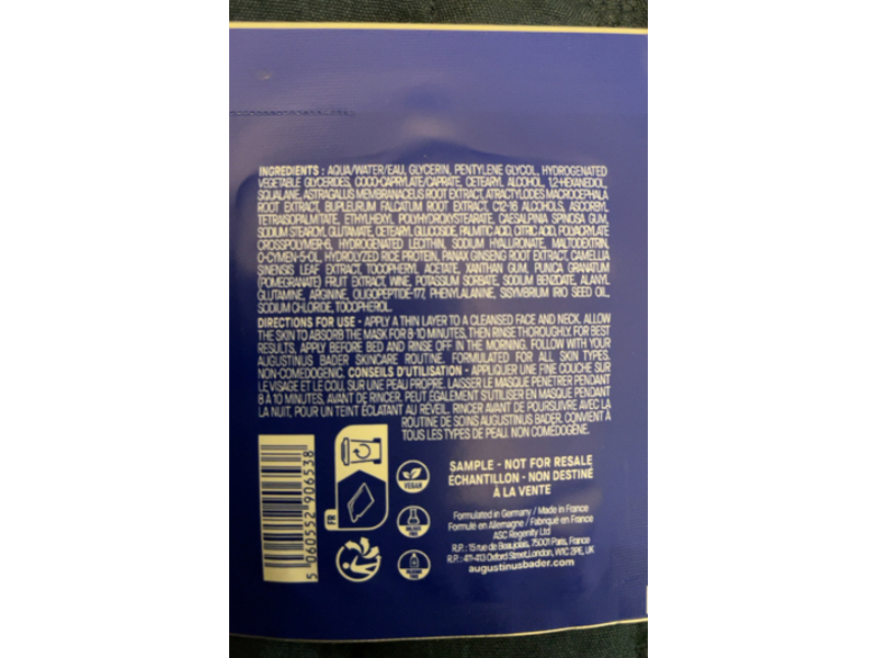 Augustinus Bader The Face Cream Mask, TFC8, 0.067 fl oz/2 mL