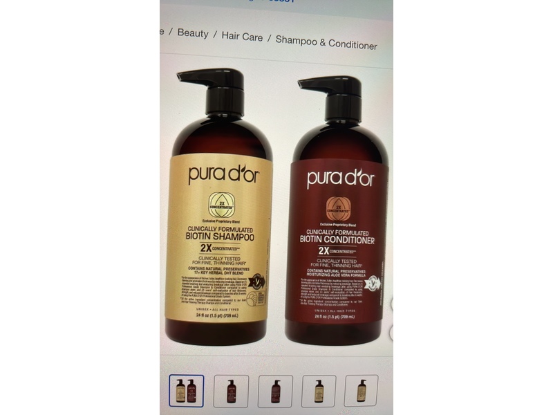 Pura D'or Biotin Shampoo & Conditioner Set, 24 fl oz/709 mL
