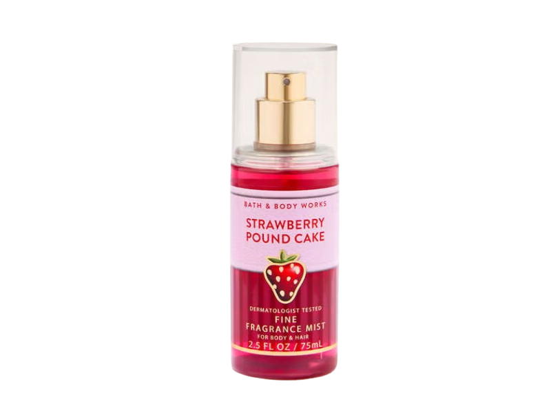Bath & Body Works Body & hair Fine Fragrance Mist, Strawberry Pound Cake, 2.5 fl oz/75 mL