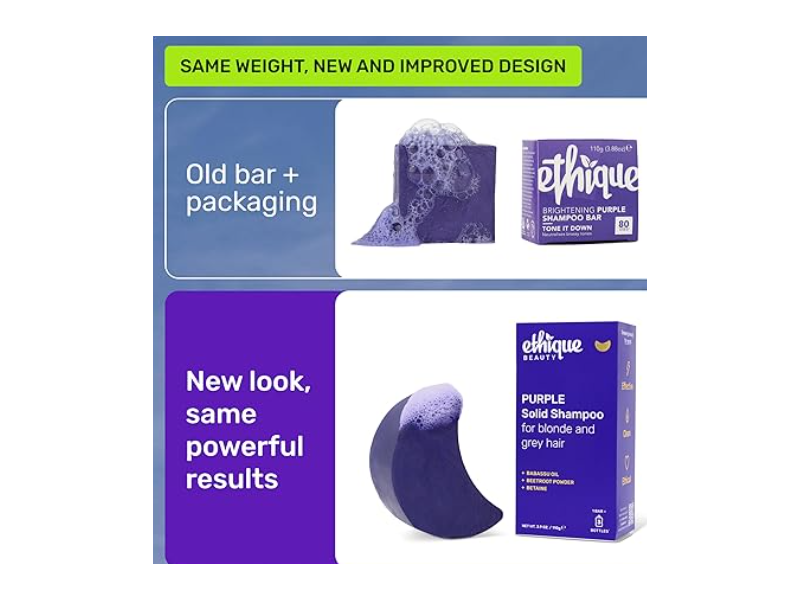 Ethique Tone It Down Brightening Purple Shampoo Bar, 3.88 oz/110 g