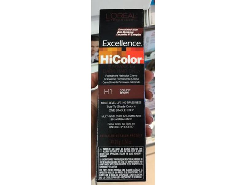 L'Oreal Technique Excellence HiColor Permanent Hair Color, H1 Coolest Brown, 1.74 oz/48.29 g