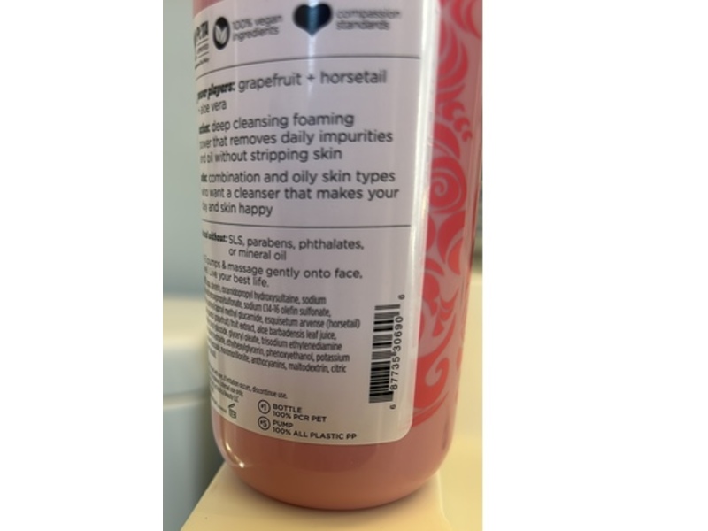 Pacifica Grapefruit Bubbles Gel-To-Foam Purifying Cleanser, 8 fl oz/236 mL