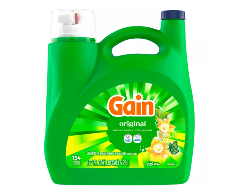 Gain Original Liquid Laundry Detergent, Florals & Citrus Sunshine, 134 Loads, 177 fl oz/5.23 L