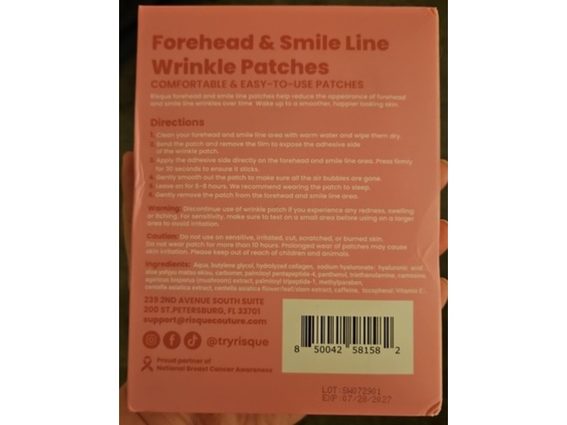 Risque Forehead & Smile Line Wrinkle Patches, 36 Count
