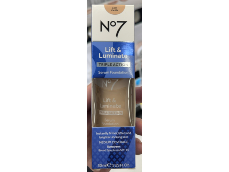 No7 Lift & Luminate Triple Action Serum Foundation, Cool Vanilla, 1 fl oz/30 mL