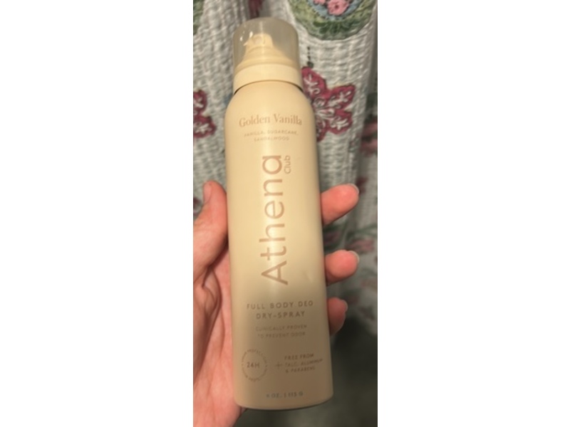 Athena Club Full Body Deo Dry Spray, Golden Vanilla, 4 oz/115 g