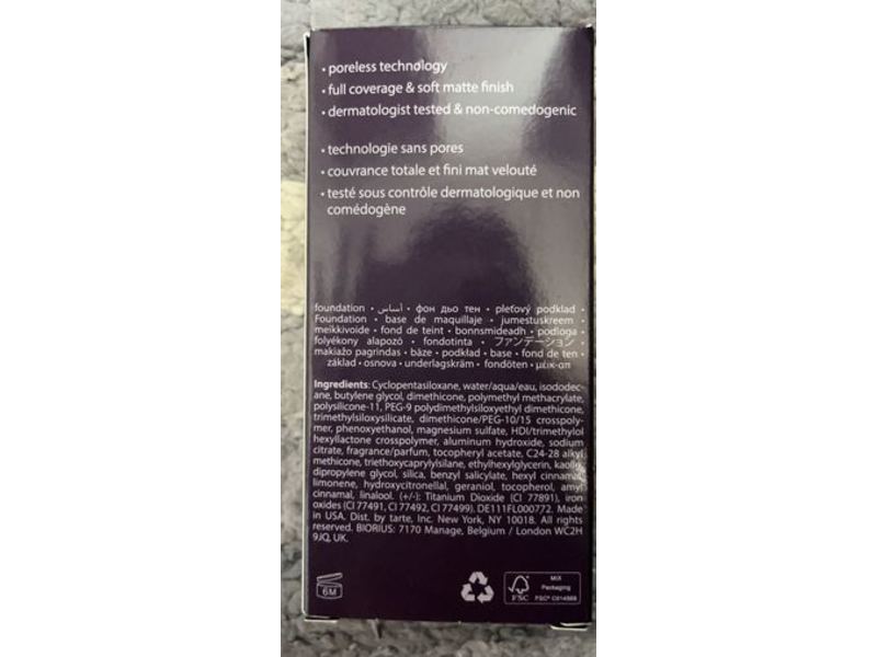 Tarte Amazonian Clay Foundation, 26B Light-Medium Beige, 1.7 fl oz/50 mL