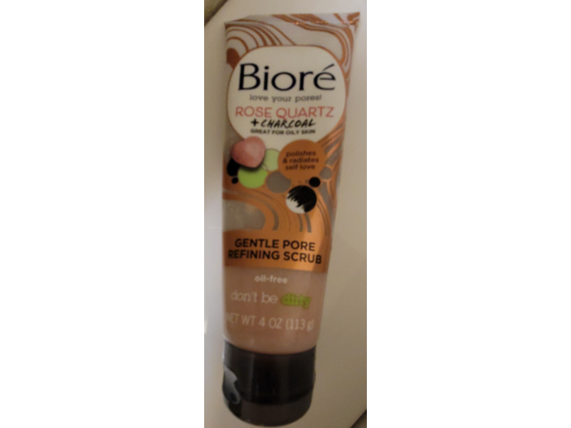 Biore Gentle Pore Refining Scrub, Rose Quartz + Charcoal, 4 oz/113 g