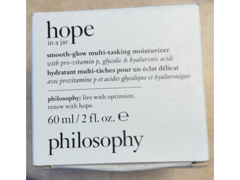 Philosophy Hope In A Jar Smooth - Glow Multi - Tasking Moisturizer, Pro - Vitamin P + Glycolic + Hyaluronic Acids, 2 fl oz/60 mL