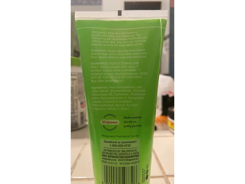 Walgreens After Sun Gel, Replenishing, 6 oz/170 g