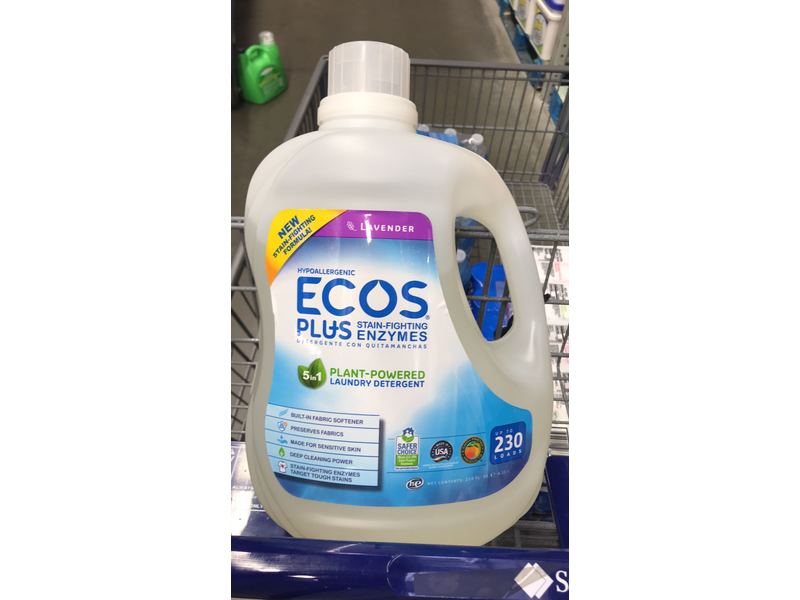 Ecos Plus Stain-Fighting Enzyme Laundry Detergent, Lavender, 230 Loads, 210 fl oz/6.22 L