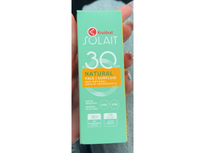 Kruidvat Solait Natural Face Sunfluid, SPF 30, 50 mL