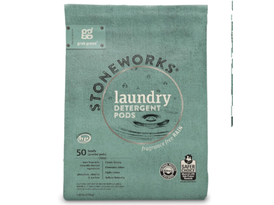 Grab Green Stone Works Laundry Detergent Pods, Fragrance Free Rain, 750 g, 50 Count