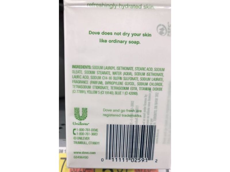 Dove Go Fresh Cool Moisture Beauty Bar, Cucumber & Green Tea Scent, 3.75 oz/106 g, 12 Count