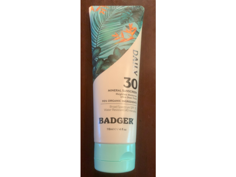 Badger Daily Mineral Sunscreen, SPF 30, 4 fl oz/118 mL