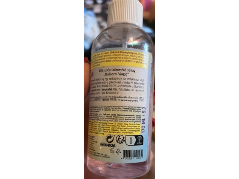 Organic Shop Unicorn Magic Unicorn Glide Hair Detangler Spray, Rose & Raspberry, 5.7 fl oz/170 mL
