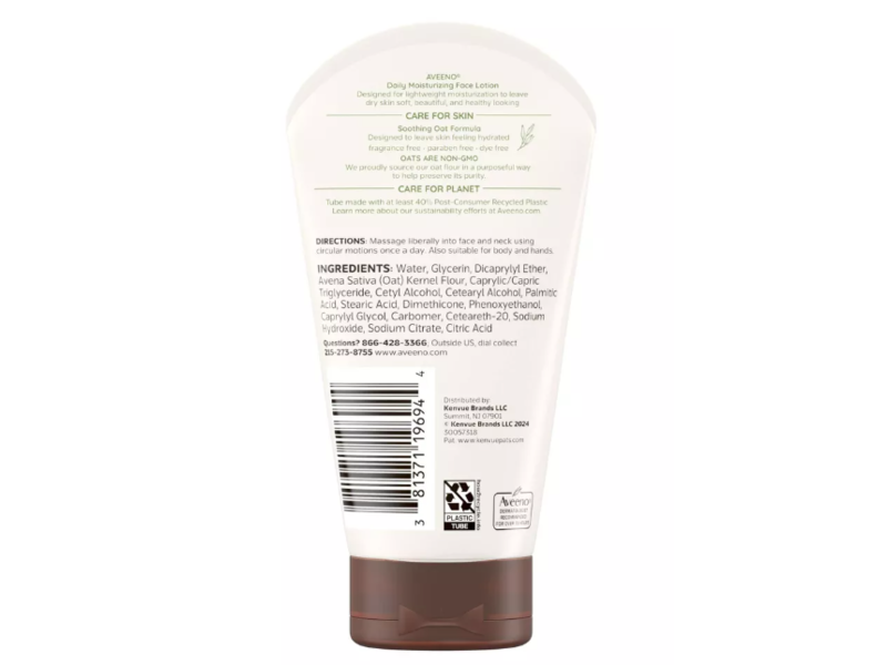 Aveeno Daily Moisturizing Face Cream, Soothing Oat, 5 oz/141 g