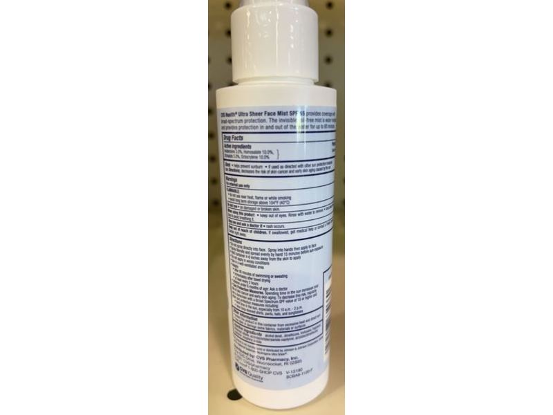 Cvs Health Ultra Sheer Face Mist, SPF 55, 3.4 fl oz/100 mL