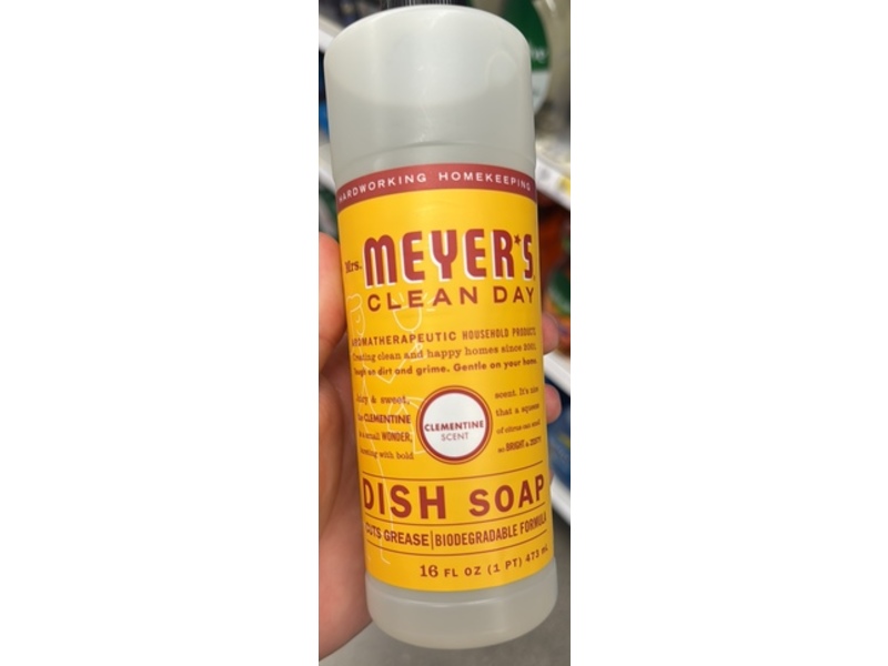 Mrs. Meyer's Clean Day Dish Soap, Clementine Scent, 16 fl oz/473 mL