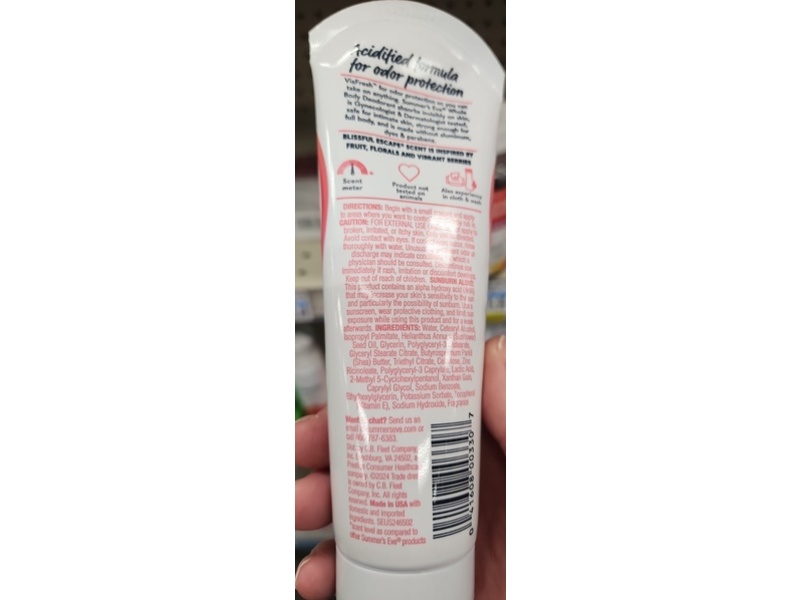 Summer's Eve Whole Body Deodorant Cream, Blissful Escape, 3 fl oz/89 mL