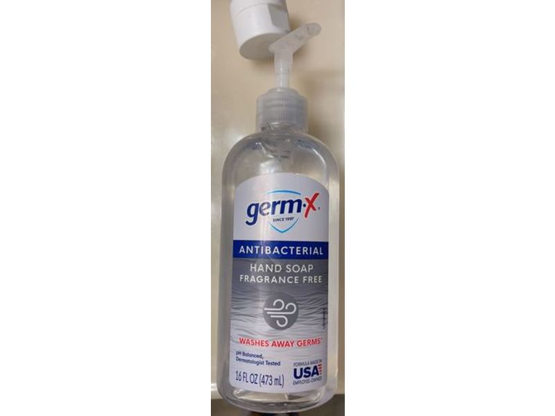 Germ-x Antibacterial Hand Soap, Fragrance Free, 16 fl oz/473 mL