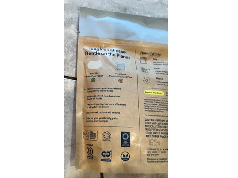 Blueland Dishwasher Detergent Tablets, Lemon Zest Scent, 9.5 oz/268 g, 40 Count