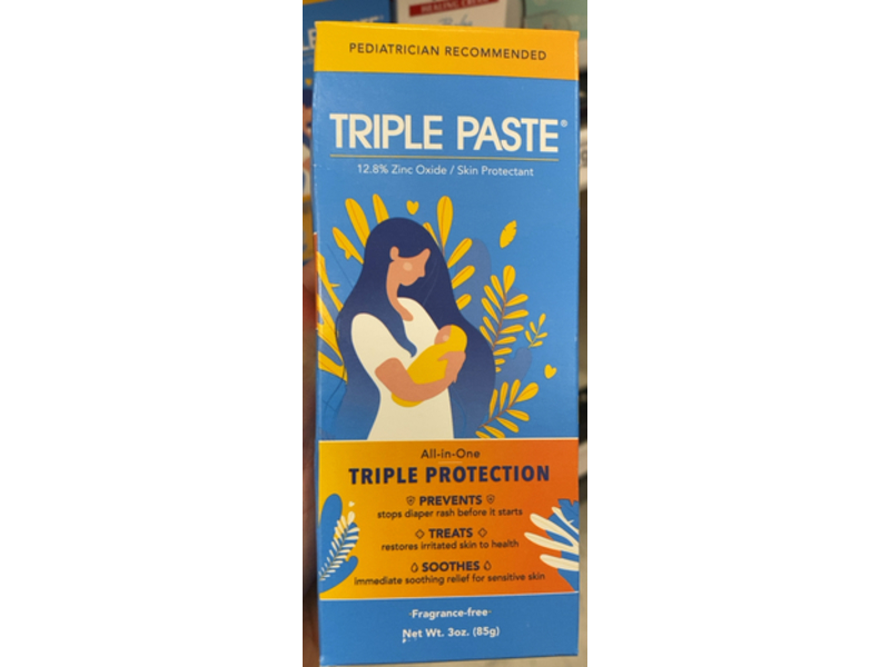 Triple Paste Diaper Rash Ointment, Zinc Oxide, 3 oz/85 g