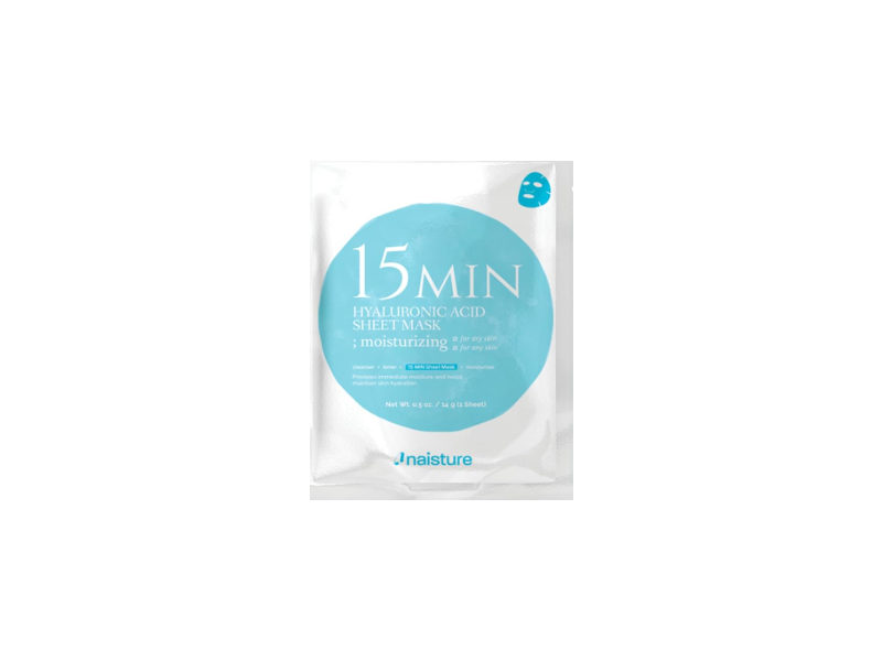 Naisture 15 Min Sheet Mask, Hyaluronic Acid, 0.5 oz/14 g, 1 Count, Pack Of 5