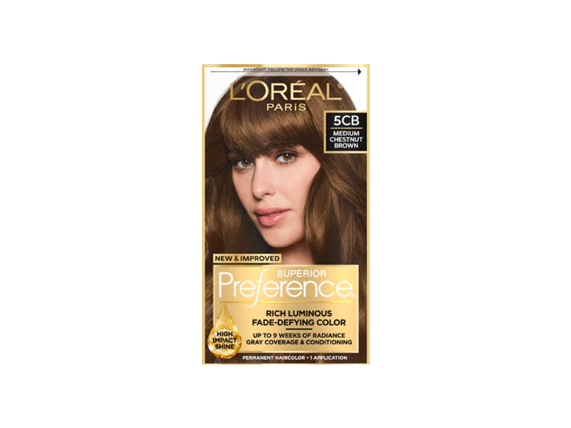 L'Oreal Paris Superior Preference Permanent Hair Color, 5CB Medium Chestnut Brown, 1 Application
