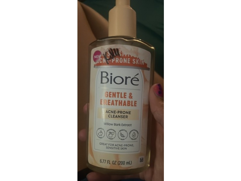 Biore Gentle & Breathable Acne-Prone Cleanser, Willow Bark Extract, 6.77 fl oz/200 mL