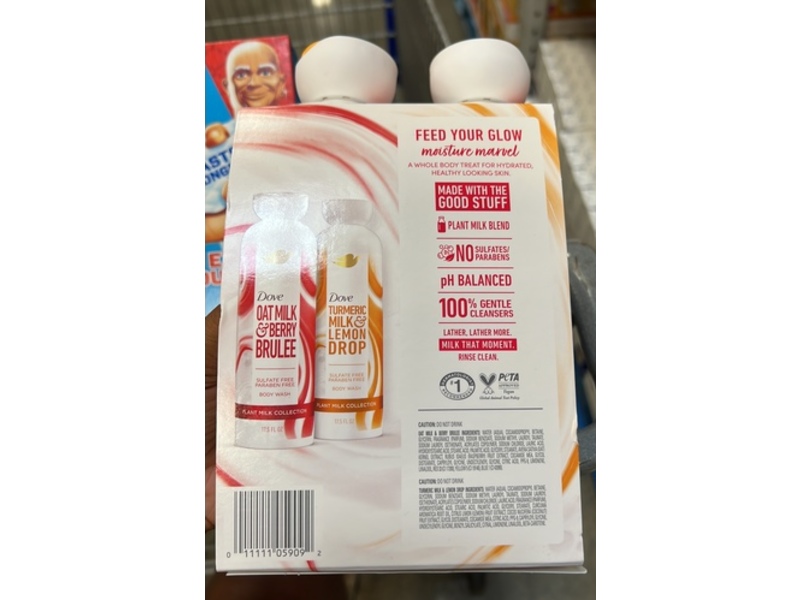 Dove Bodywash Plant Milk Cleansing Collection Duo, Oat Milk + Berry Brulee & Turmeric Milk + Lemon Drop, 17.5 fl oz/517.5 mL