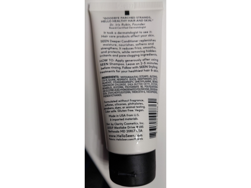 SEEN Deeper Conditioner, Fragrance Free, 2 fl oz