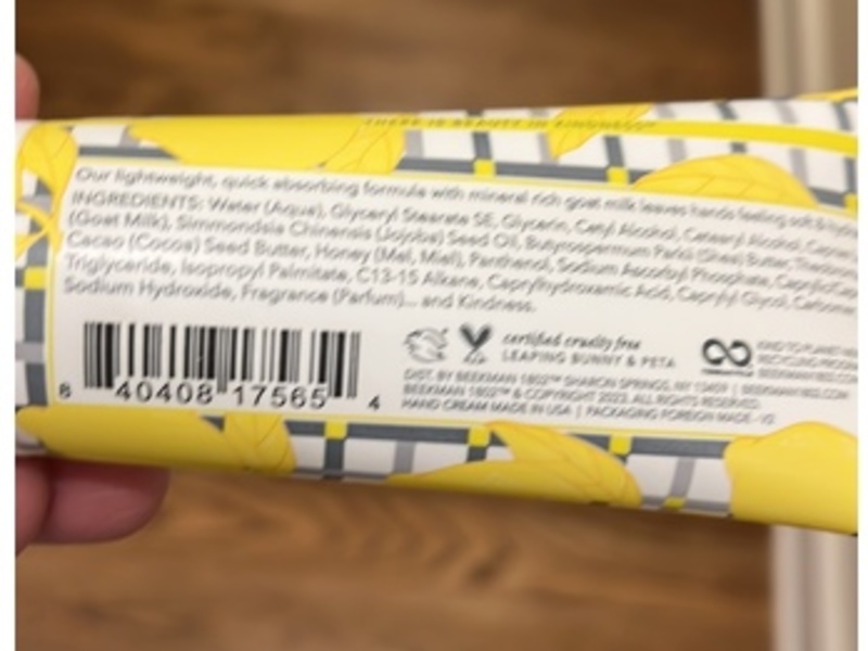 Beekman 1802 Goat Milk Hand Cream, Sunshine Lemon, 2 fl oz/59 mL