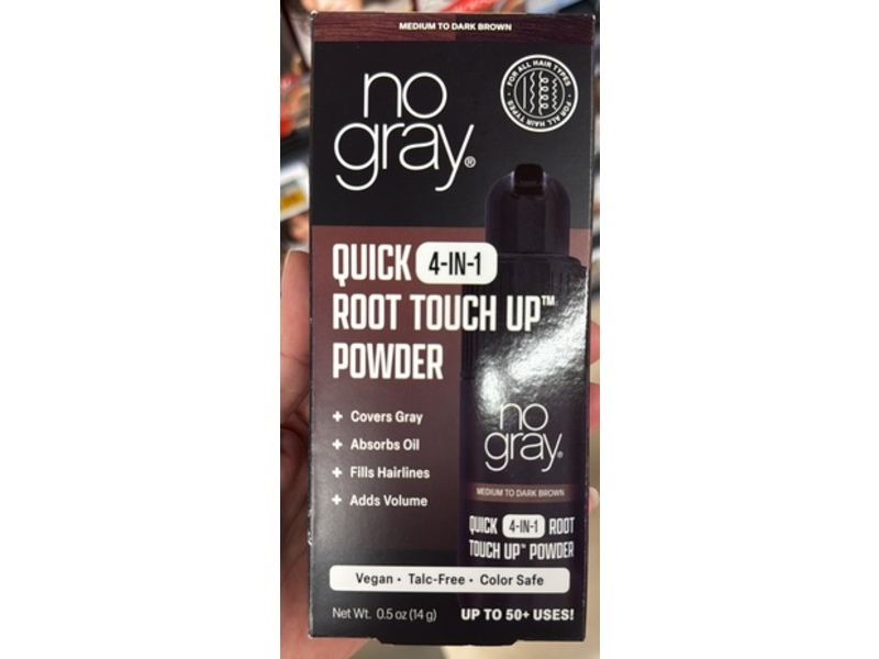 No Gray Quick 4-In-1 Root Touch Up Powder, Medium To Dark Brown, 0.5 oz/14 g