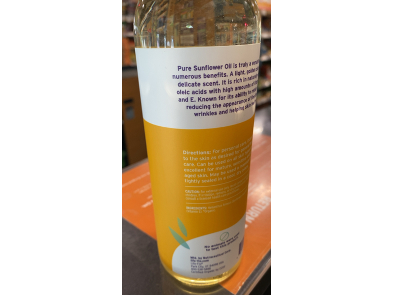 Life-flo Organic Pure Sunflower Oil, 16 fl oz/473 mL