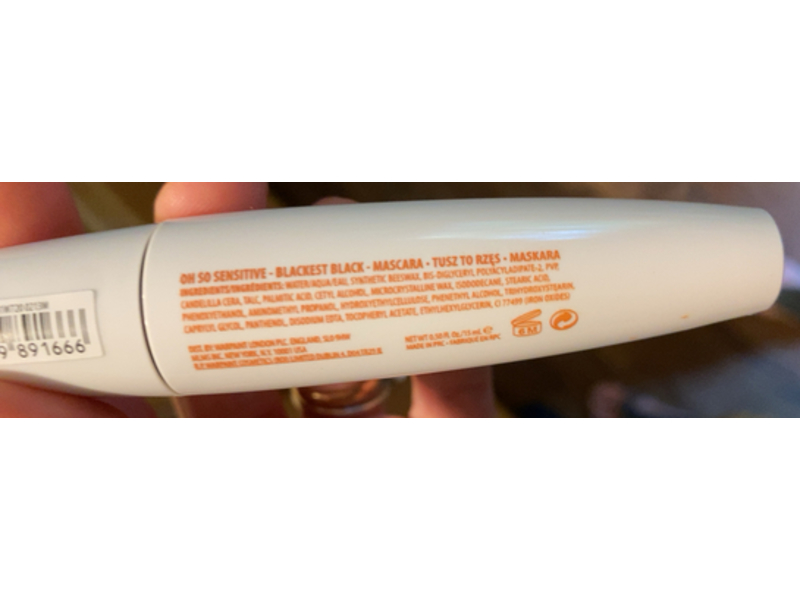 W7 Oh So Sensitive Hypoallergenic Mascara, Blackest Black, 15 mL