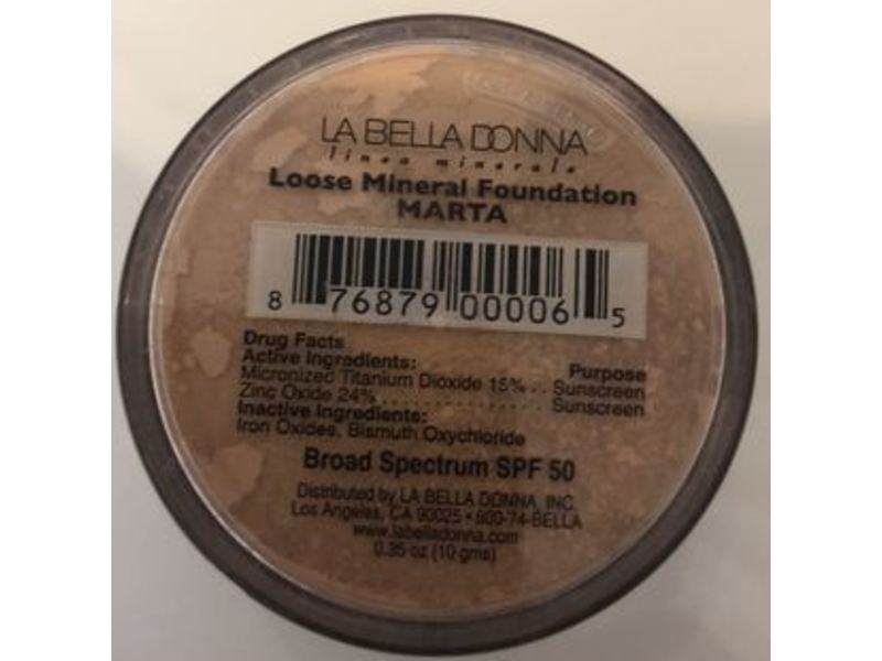 La Bella Donna Loose Mineral Foundation, SPF 50, Marta, 0.35 oz/10 g