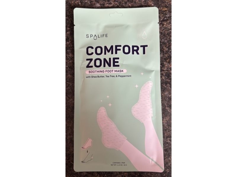 SpaLife Comfort Zone Soothing Foot Mask, Shea Butter + Tea Tree & Peppermint, 1.13 oz/32 g, 1 Pair