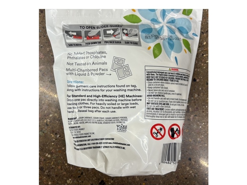 Whole Foods Market Laundry Detergent Pods, Unscented, 45 Pacs, 20 oz/567 g