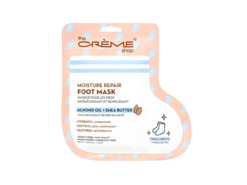 The Creme Shop Moisture Repair Foot Mask, Almond Oil + Shea Butter, 0.49 oz/14 g, 1 Pair